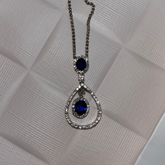 Spark 18k diamond and sapphire necklace -RARE- - Picture 13 of 13
